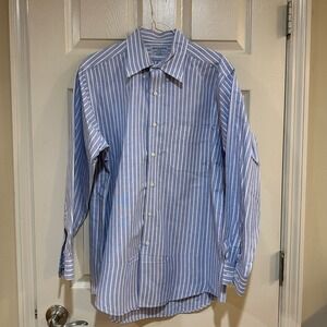 Vintage Abercrombie & Fitch Mens Blue White Striped Oxford Button Down Shirt